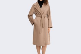 palton de lana cu cordon dama crem